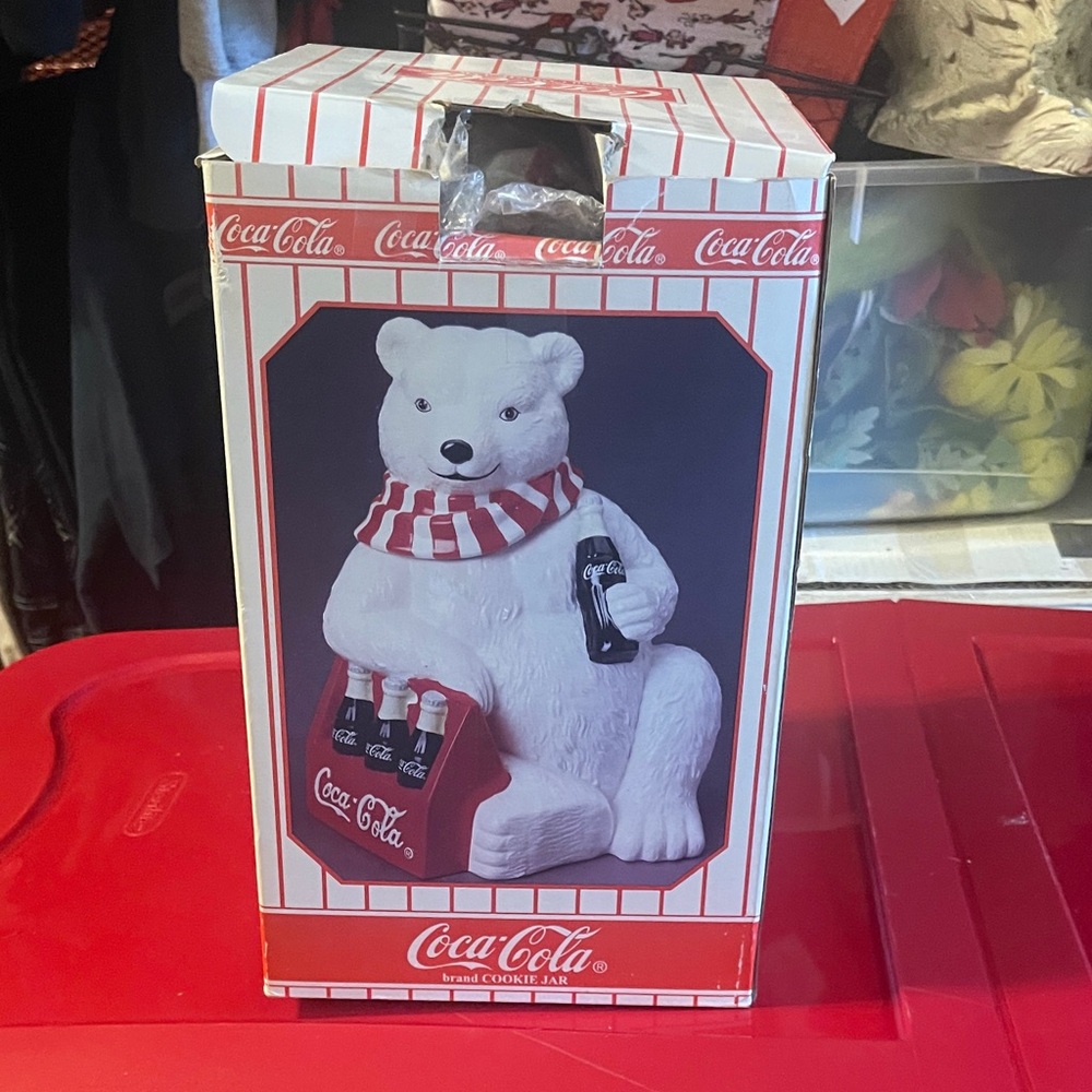 Coca Cola Polar Bear Cookie Jar - Red, White, and Black